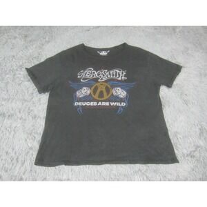 Aerosmith Shirt Womens Large Black Short Sleeve Graphic Print Deuces Are Wild